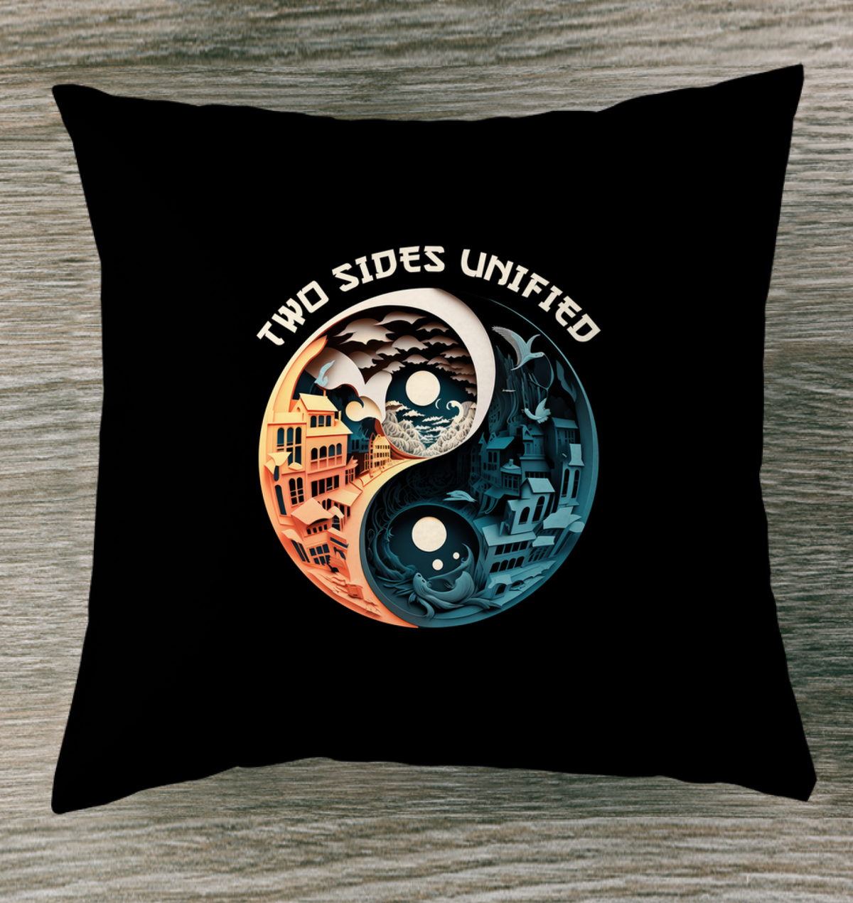 Ying Yang design indoor pillow for autumn equinox.