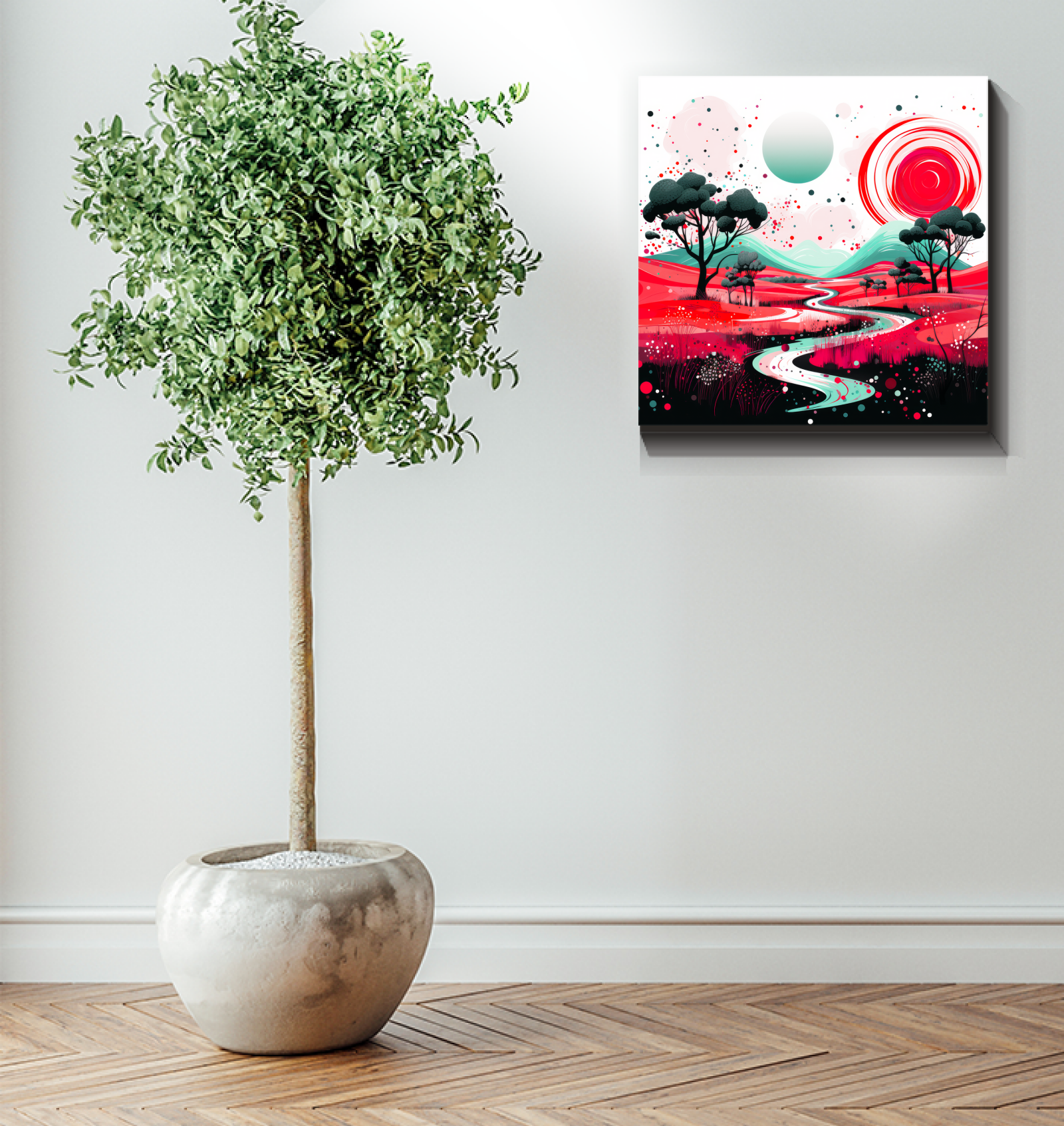 Vibrant Valley Colorful Landscape Canvas