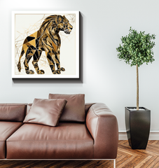 Lion's Tranquil Waterhole Reflection