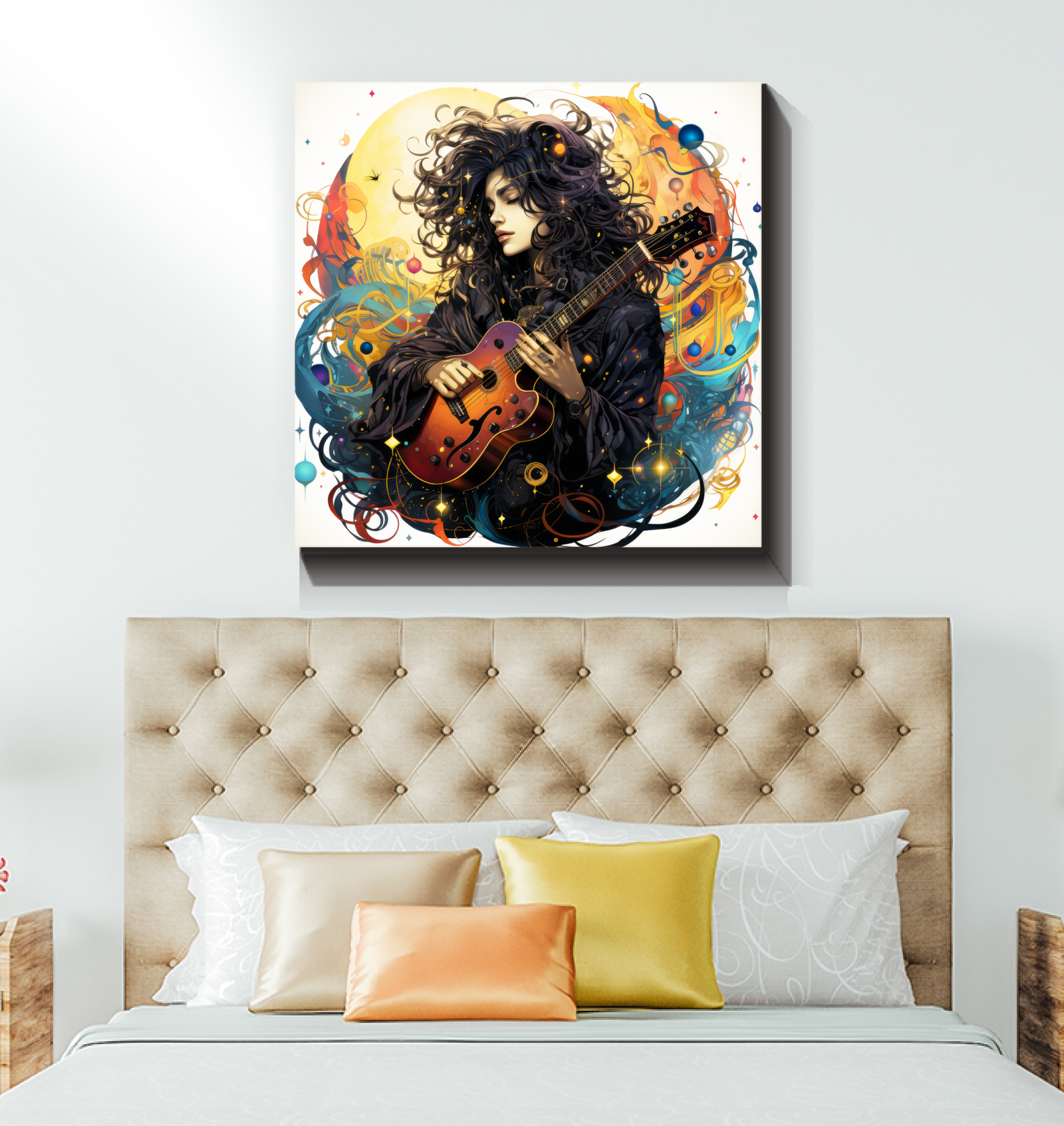 Saxophone Serenade Jazz Notes And Sky Canvas