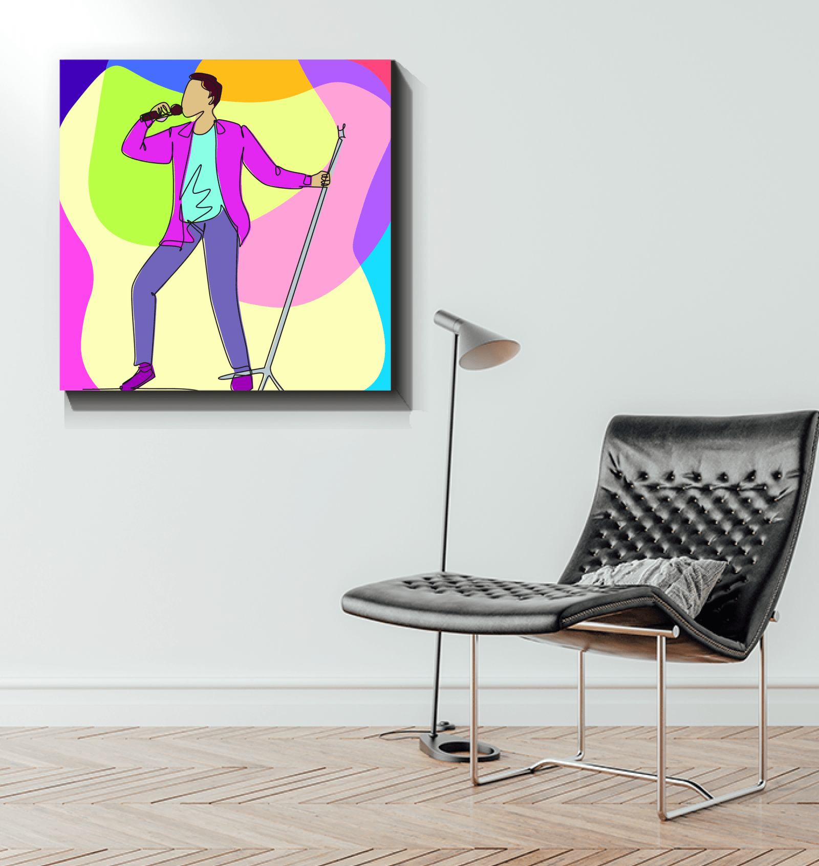 A singer With S Microphone Stand1 Wrapped Canvas - Beyond T-shirts