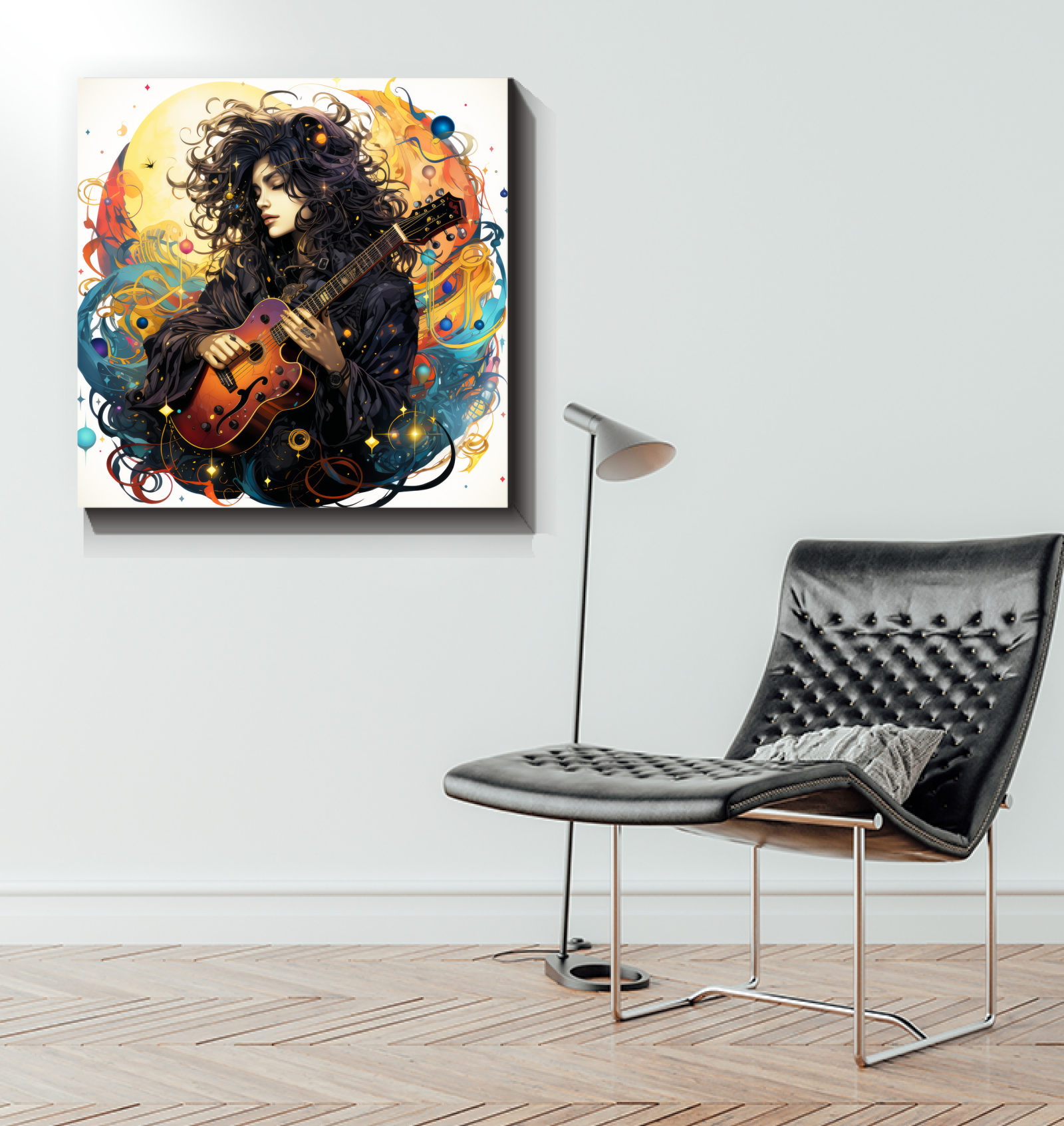 Saxophone Serenade Jazz Notes And Sky Canvas