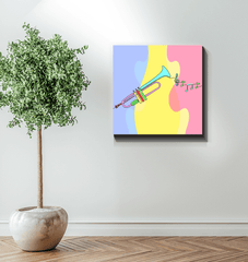 Trumpet Line Art Wrapped Canvas - Beyond T-shirts