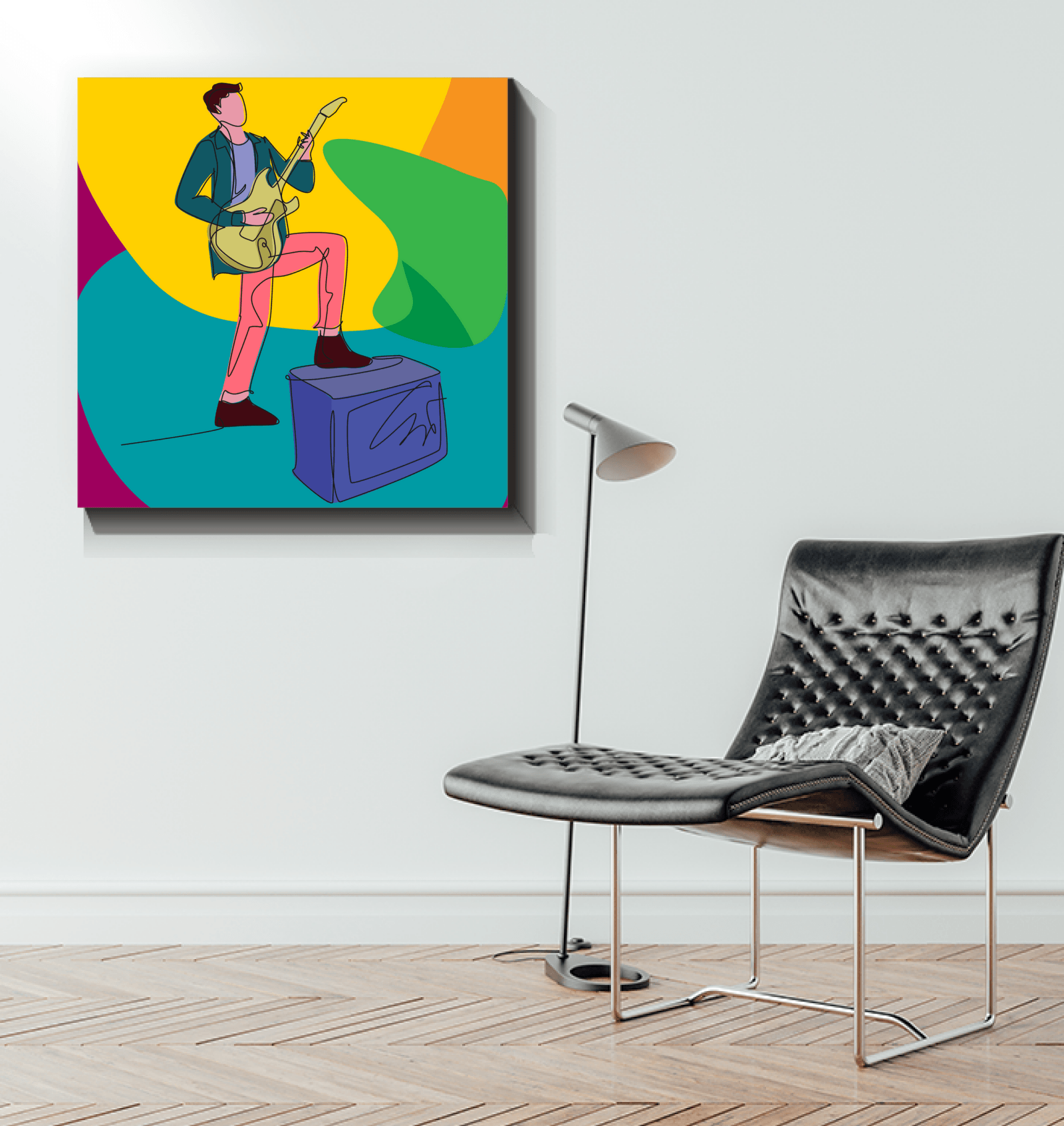 Guitar Player With A Combo Box1 Wrapped Canvas - Beyond T-shirts
