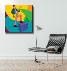 Guitar Player With A Combo Box1 Wrapped Canvas - Beyond T-shirts