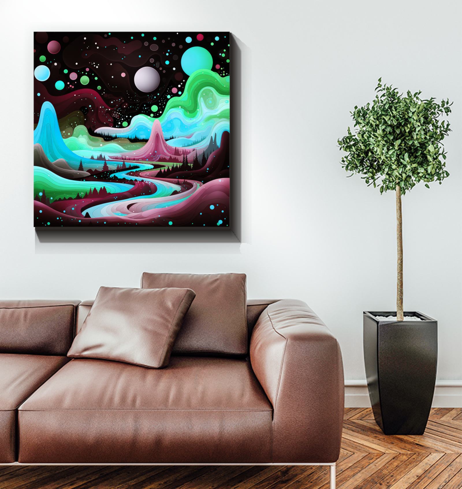 Serene Snowcaps Winter Landscape Canvas