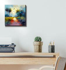 Tranquil Mountain Sunset Wrapped Canvas