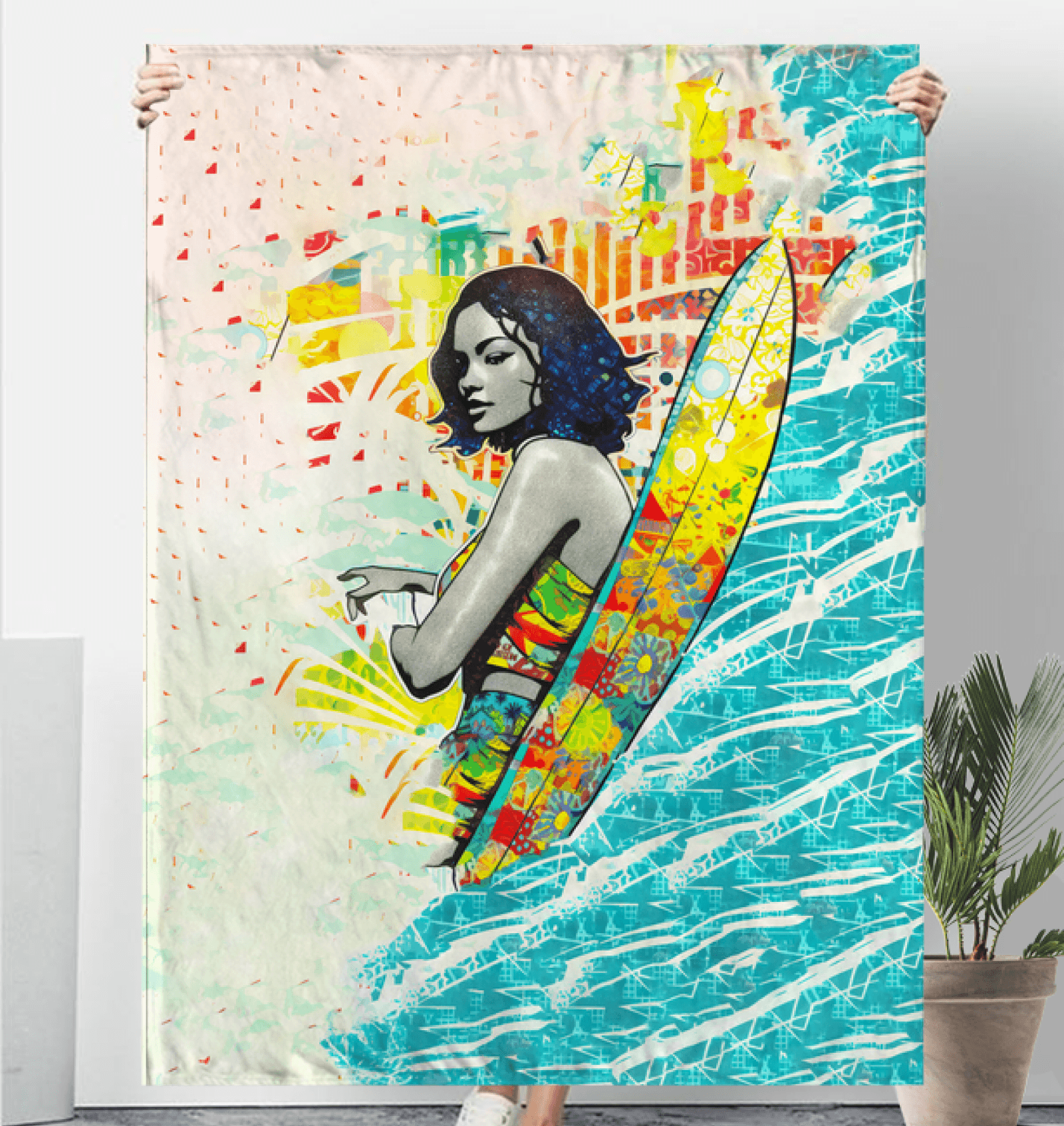 Surfing 1 48 Sherpa Blanket - Beyond T-shirts