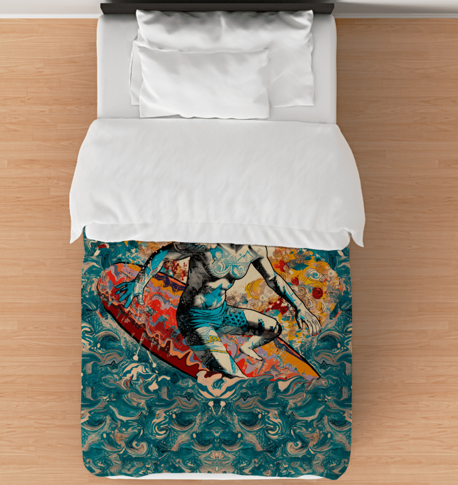 Sunset Surfing Duvet Cover Ensemble - Beyond T-shirts