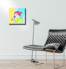 Girl Singing Line Art 1 Wrapped Canvas - Beyond T-shirts