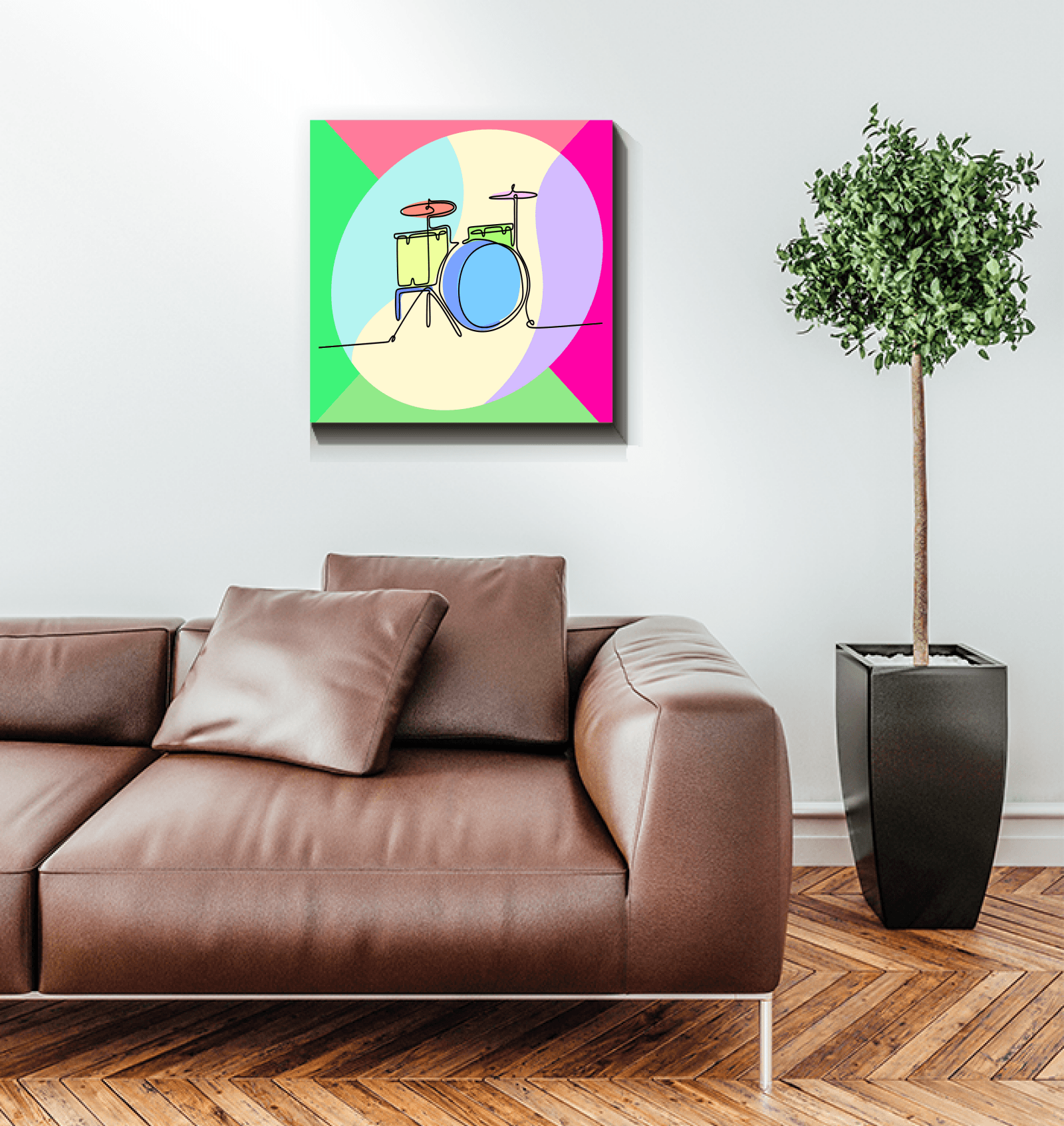 Drums Line Art Wrapped Canvas - Beyond T-shirts