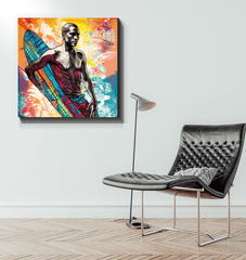 Surfing 5 13 Canvas displayed in a modern living area