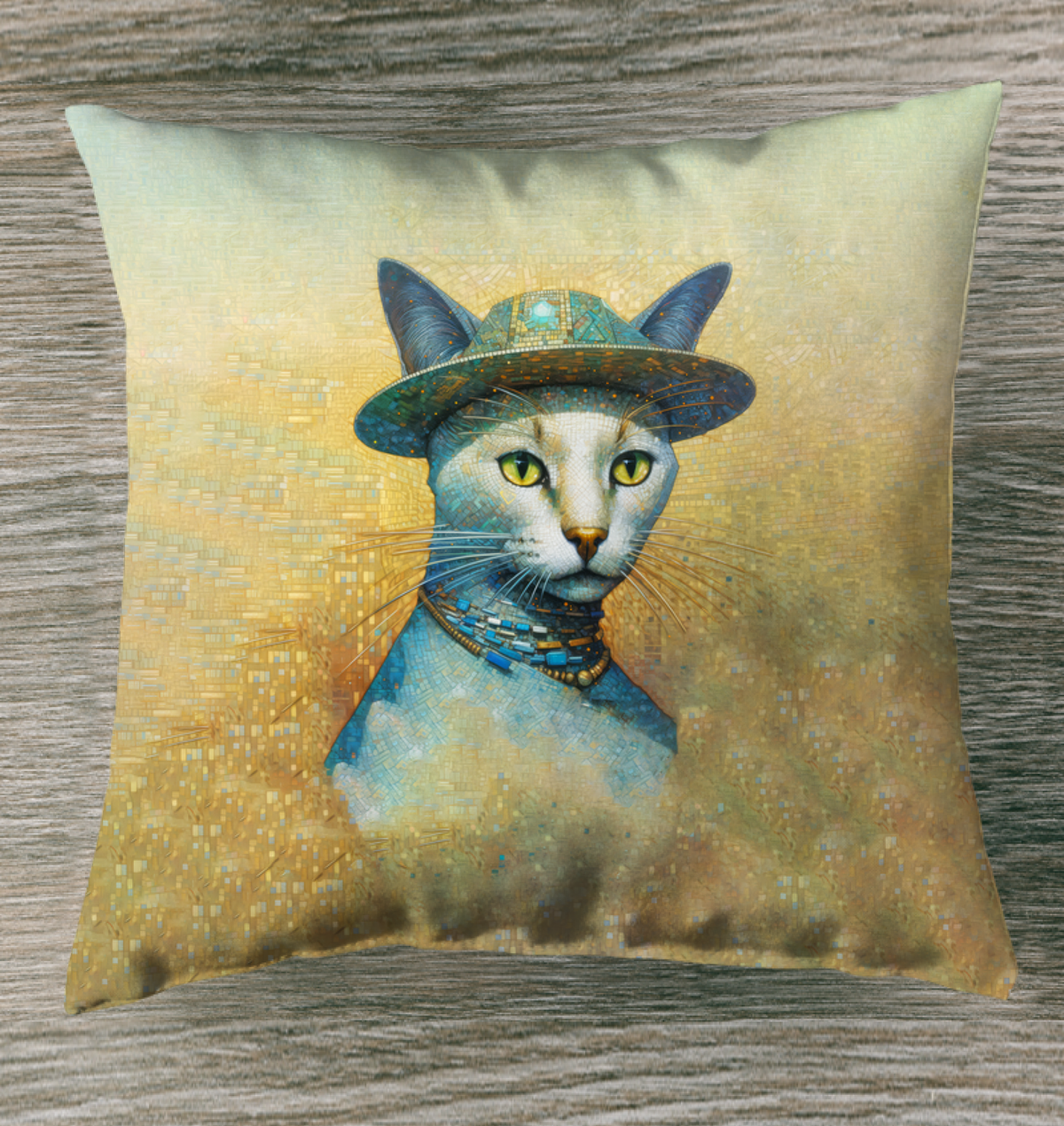 Cat Nap Indoor Pillow on a cozy sofa