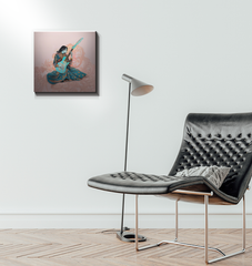 Detailed view of gardenia floral art on high-quality wrapped canvas.