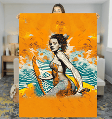 Surfing 5 30 Sherpa Blanket with Stylish Wave Print