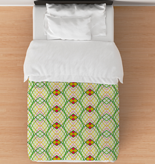 Geometric patterned duvet cover in contemporary style.