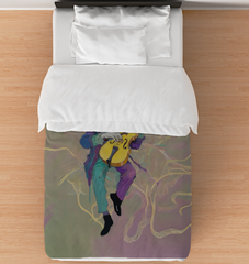 Colorful Poppy Parade Duvet Cover in a stylish bedroom setting.