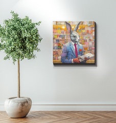 Canvas Art of Business Monkey with Briefcase.