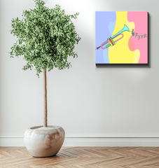 Trumpet Line Art Wrapped Canvas - Beyond T-shirts