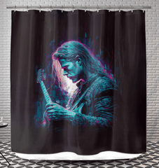 NS-814 elegant waterproof shower curtain in a stylish bathroom setting.