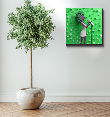 Mystical celestial scene on paper art wrapped canvas for living room.