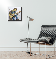 Handcrafted tropical paradise canvas art for living room decoration.