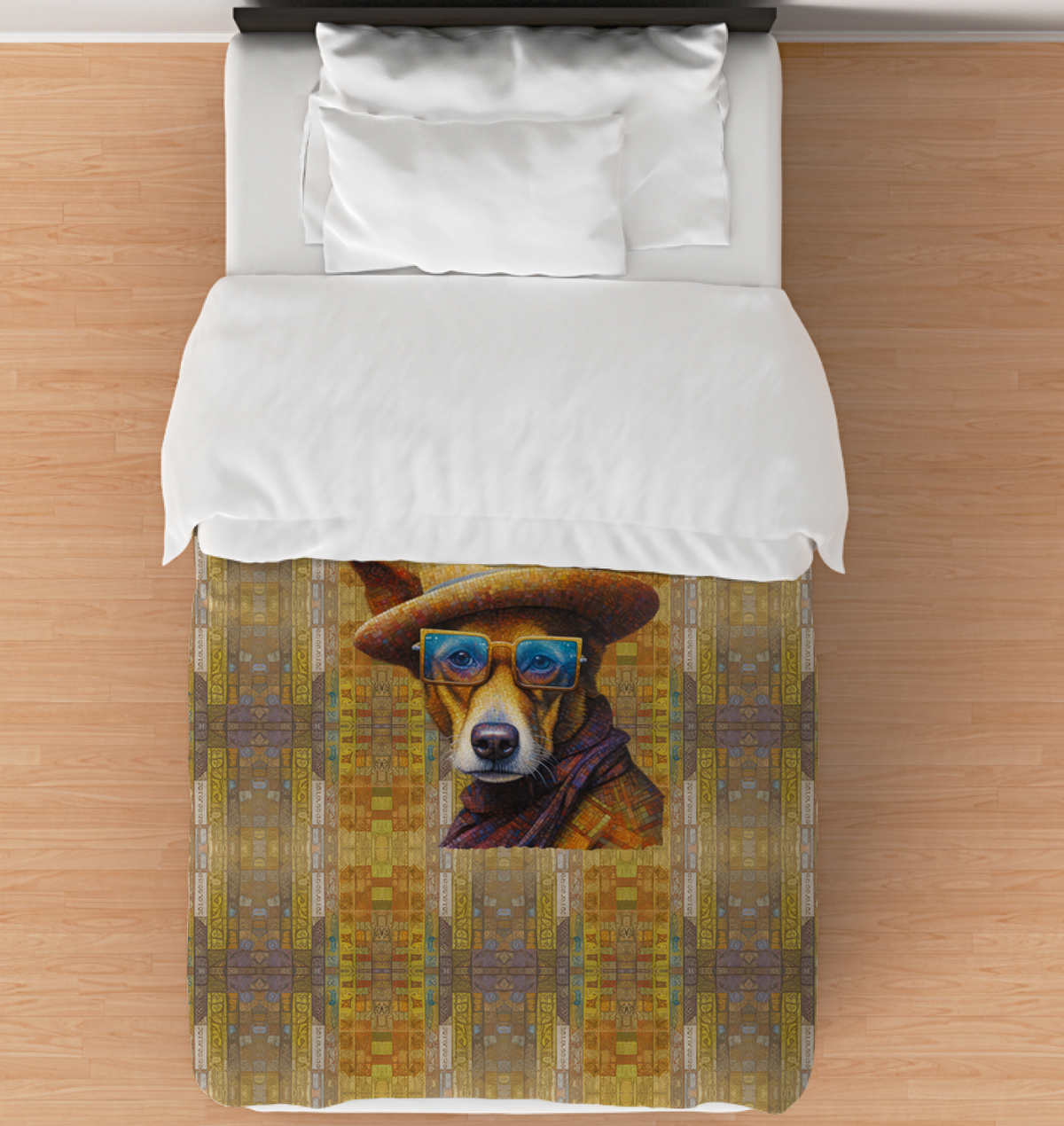 Artistic Dog Silhouettes Duvet Cover on a bed