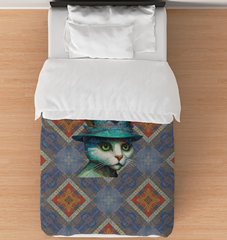 Elegant Feline Flourish Duvet Cover with Sophisticated Cat Design