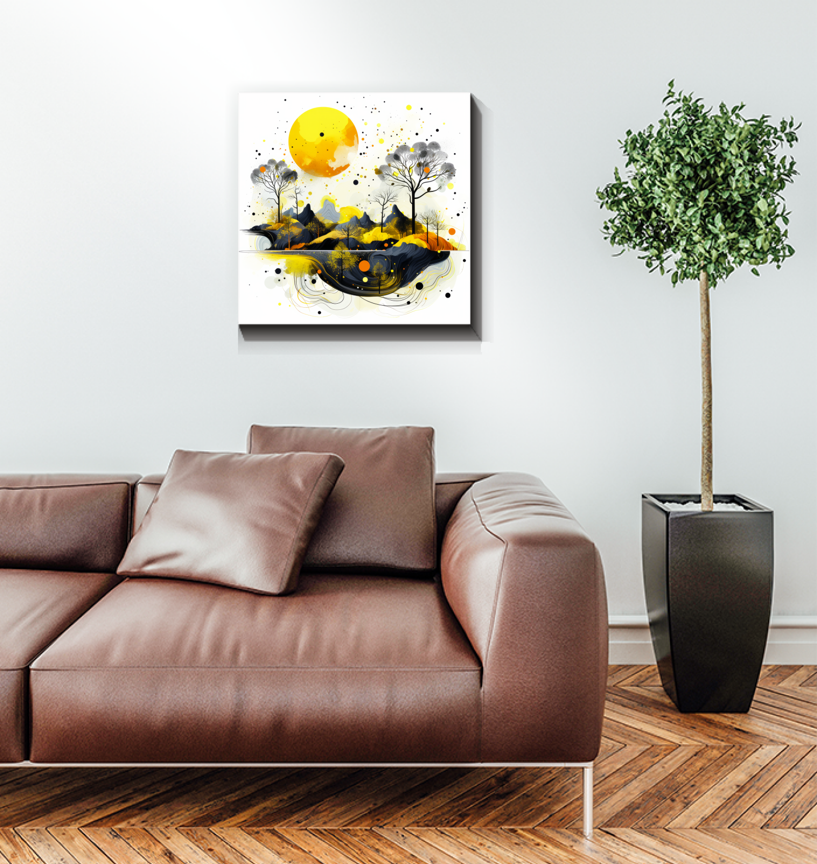 Serene Sunset Landscape Illustrated Canvas