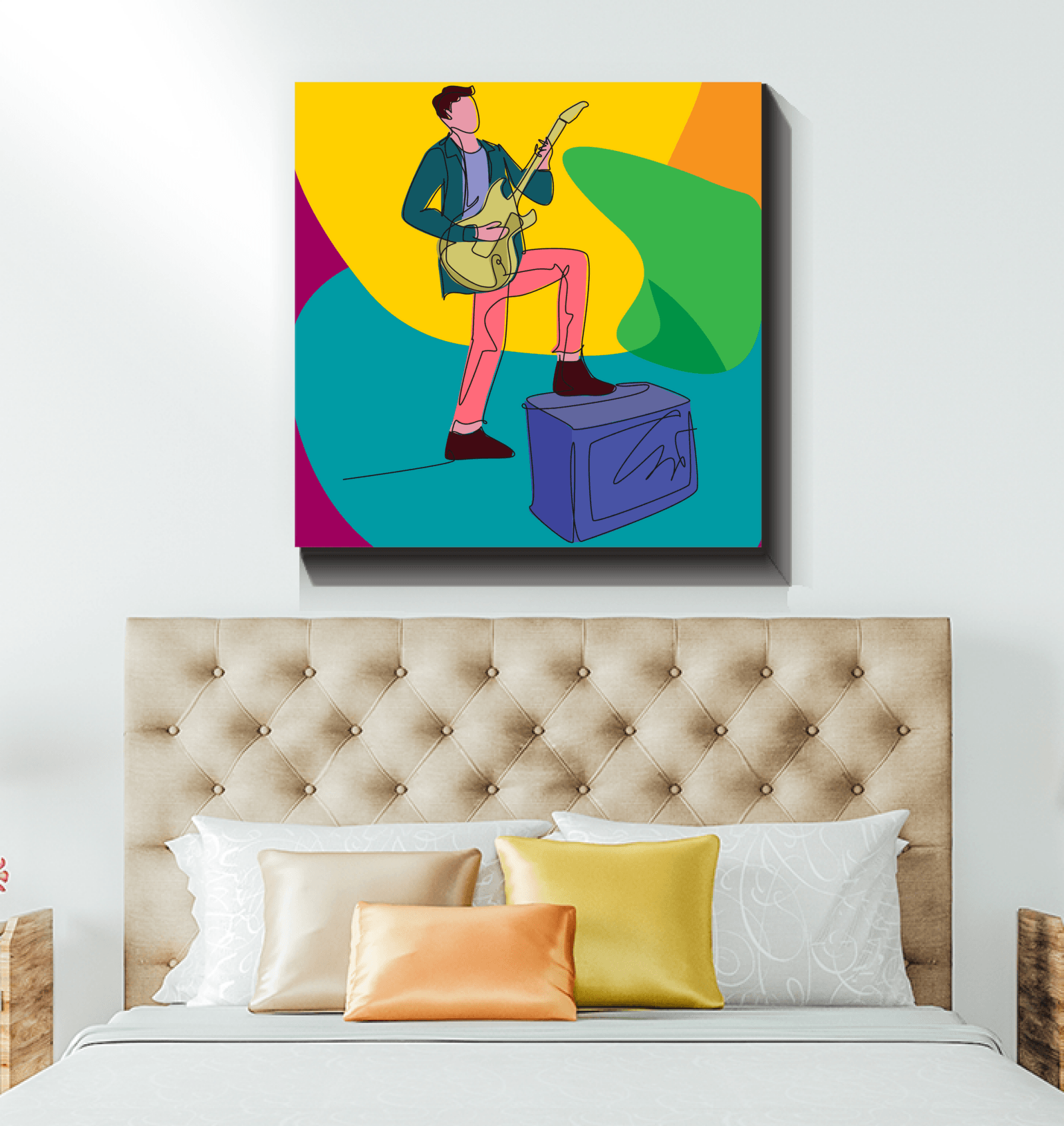 Guitar Player With A Combo Box1 Wrapped Canvas - Beyond T-shirts