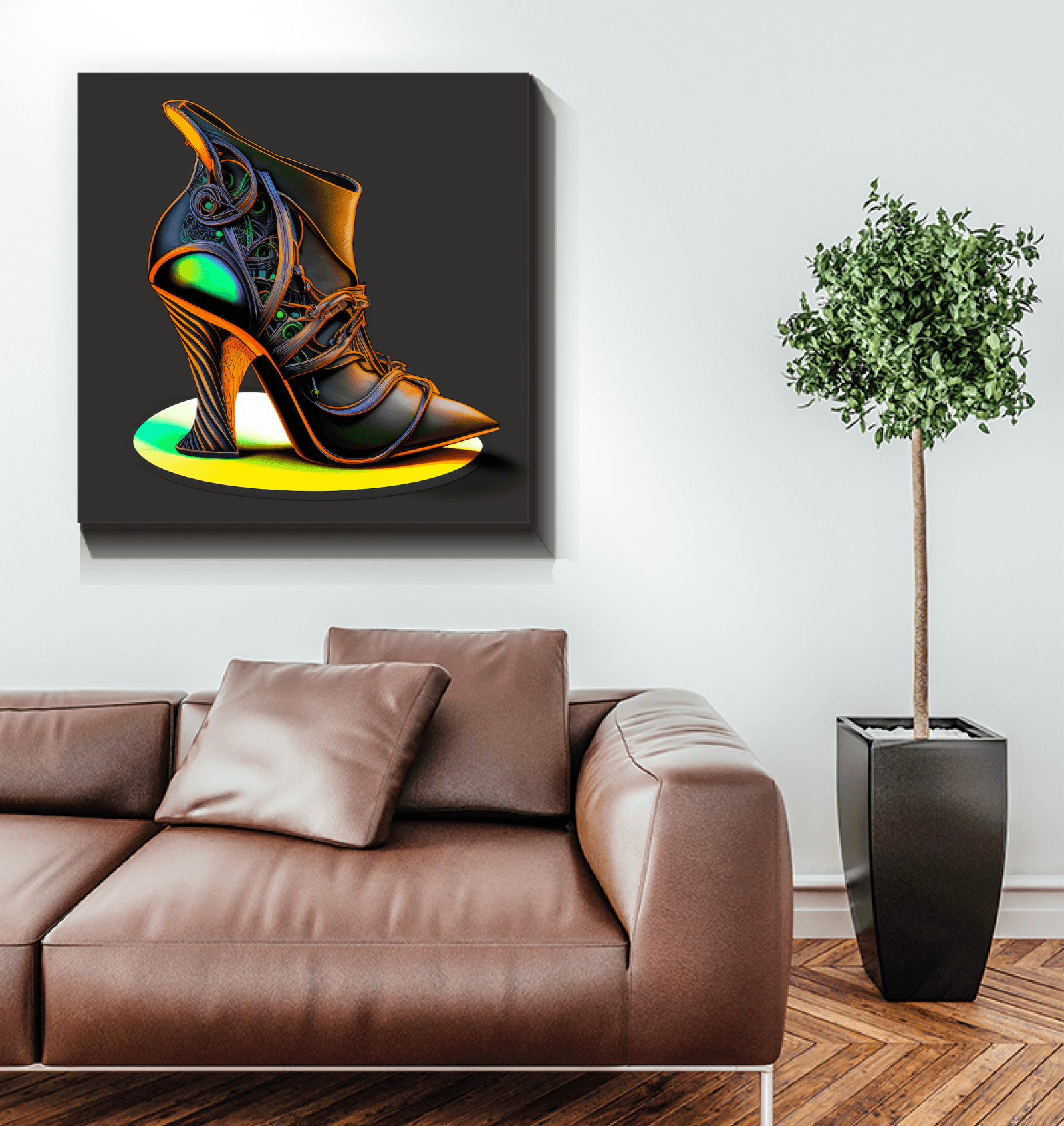 Stepping into Tomorrow - Futuristic Shoe Canvas - Beyond T-shirts