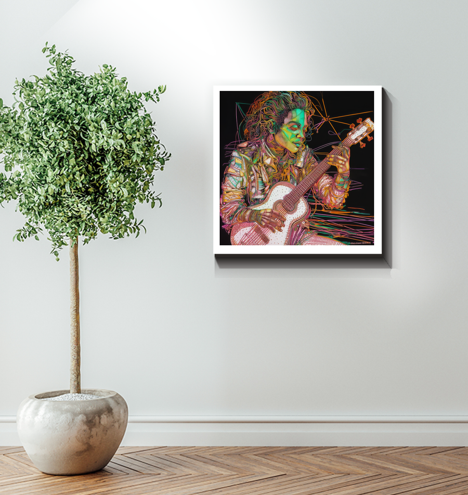 Artistic representation of space on Cosmos Concerto wrapped canvas