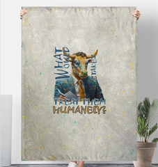 Soft sherpa blanket featuring buffalo in yoga pose.