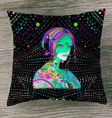 Elegant Moonlit Garden indoor pillow on a cozy armchair.