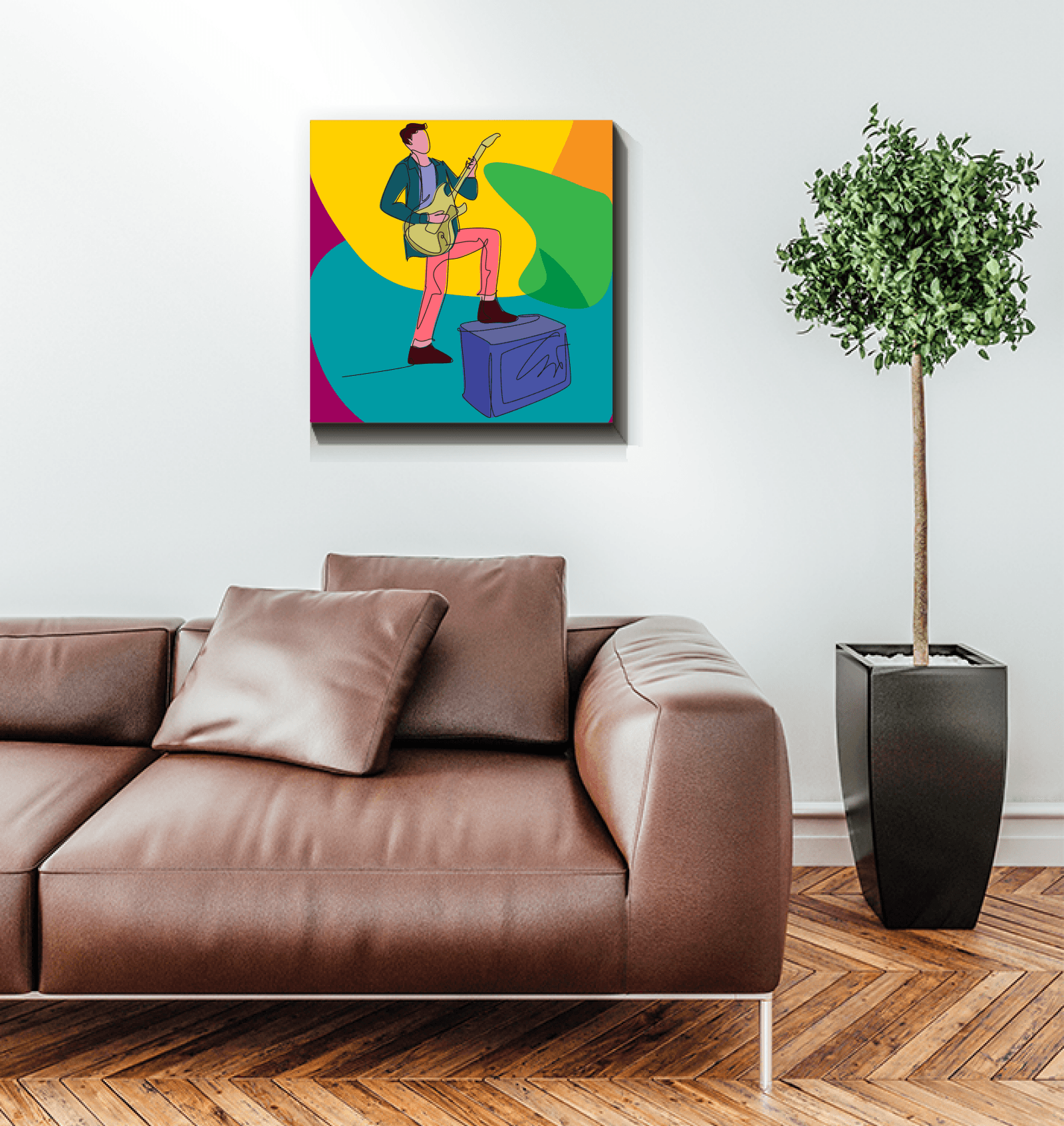 Guitar Player With A Combo Box1 Wrapped Canvas - Beyond T-shirts