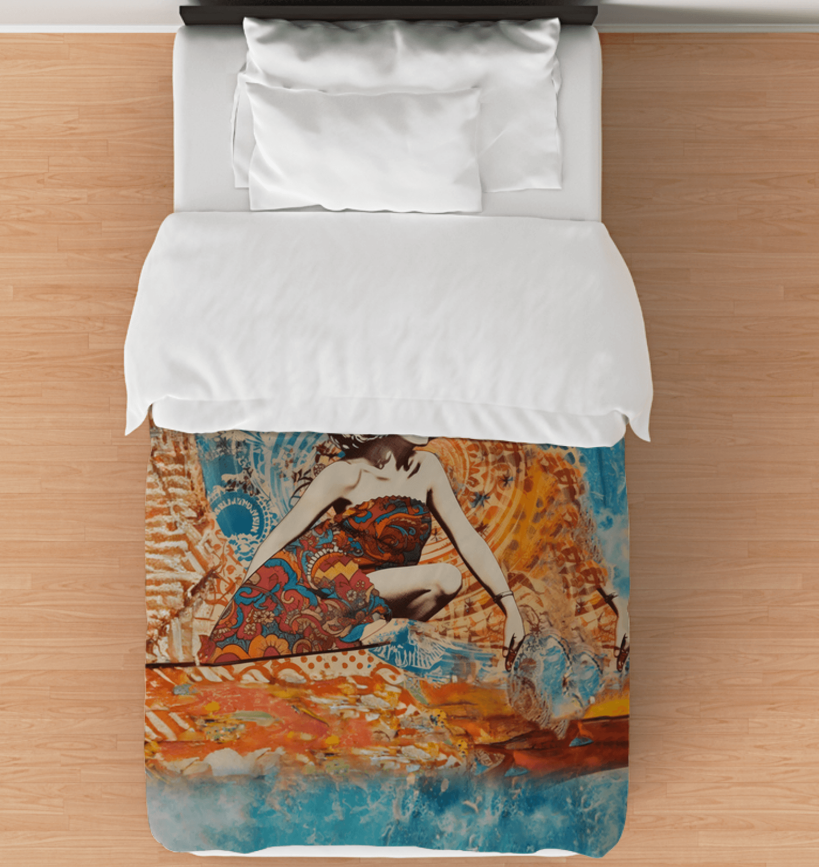 Soft and serene Surfing 5 03 Duvet Cover with a soothing sea-inspired pattern for a restful bedroom atmosphere.