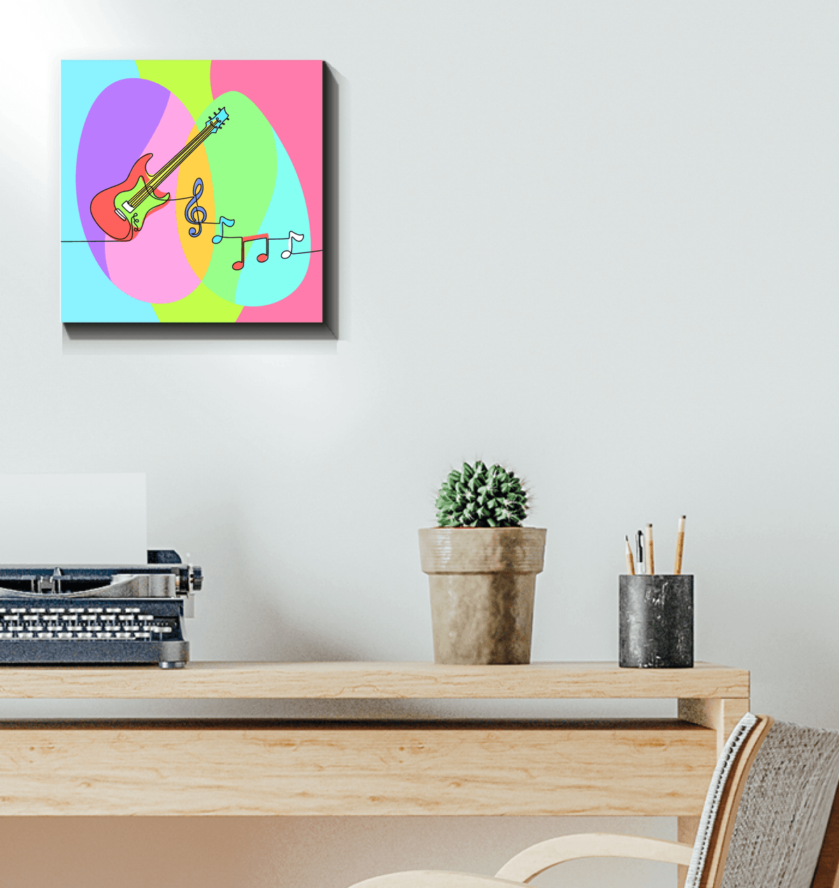 Guitar Line Art Wrapped Canvas - Beyond T-shirts