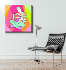 Man Playing Guitar Line Art 1 Wrapped Canvas - Beyond T-shirts