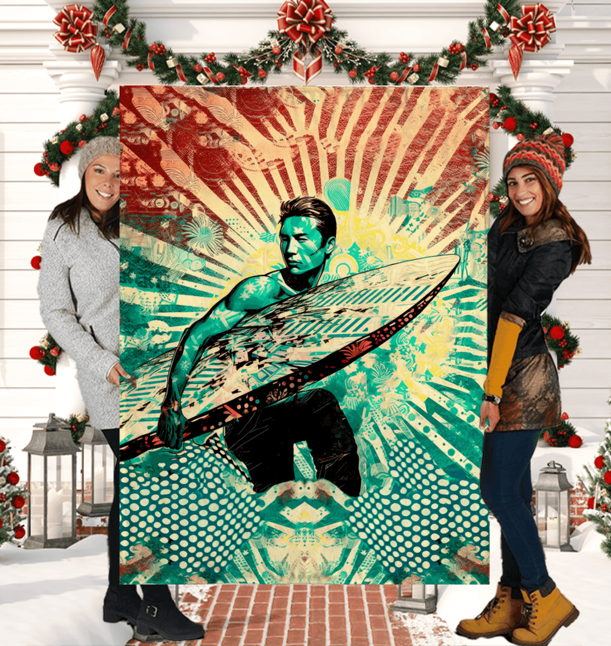 Tropical Tide Sherpa Throw - Beyond T-shirts