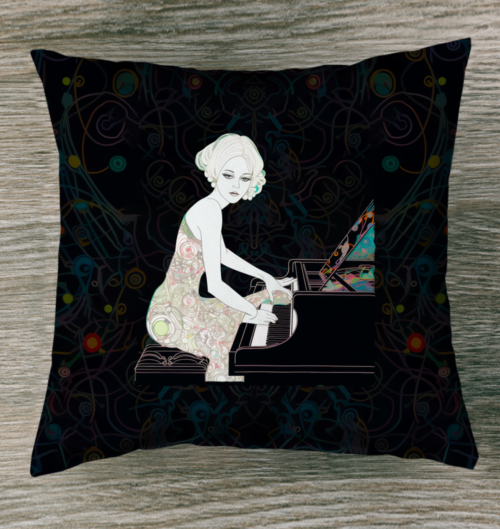 Close-up of Whispers of Spring Indoor Pillow showcasing floral patterns.