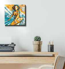 Surfing 5 31 Canvas hanging in a vibrant room