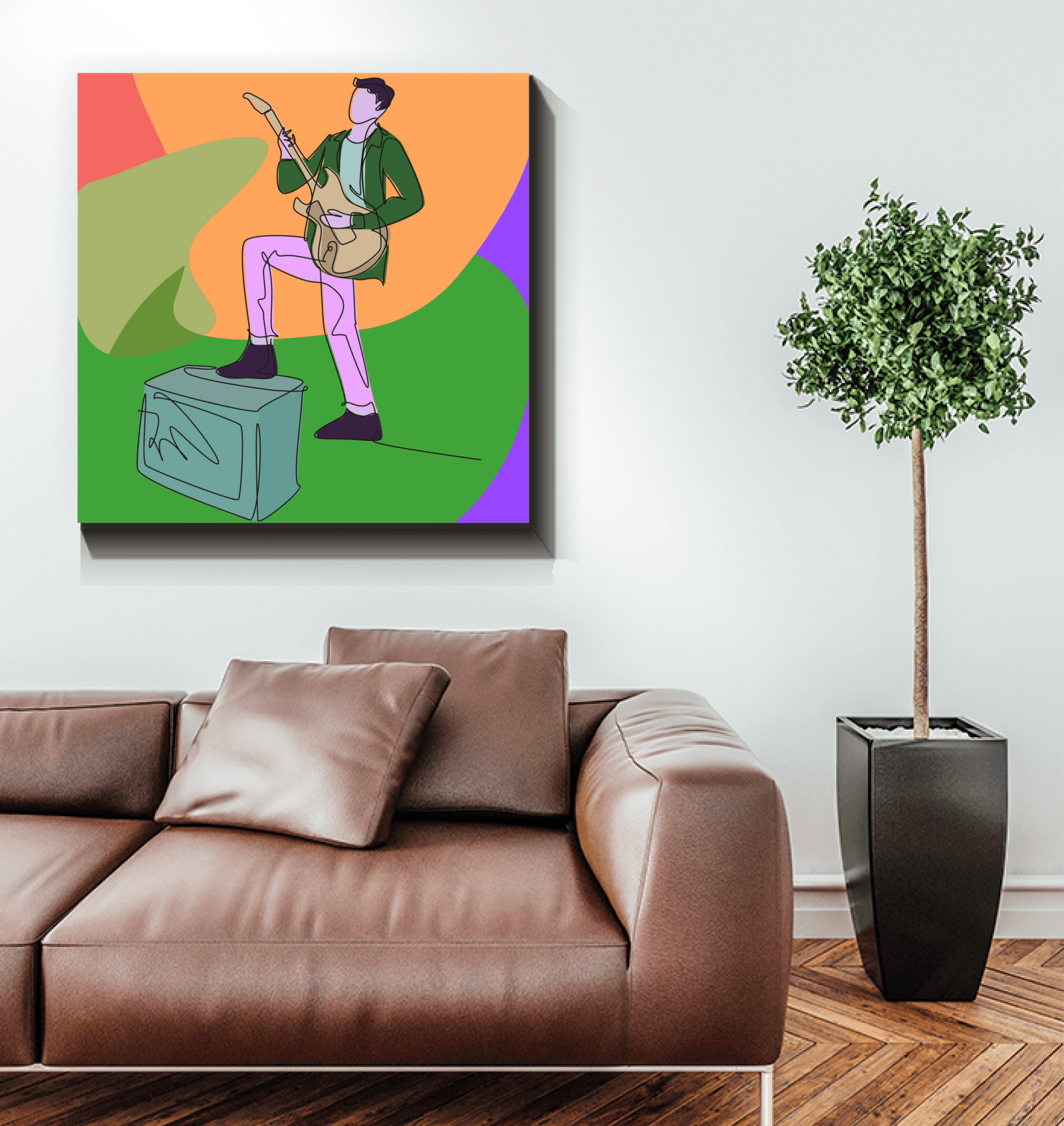 Guitar Player With A Combo Box1 Wrapped Canvas - Beyond T-shirts