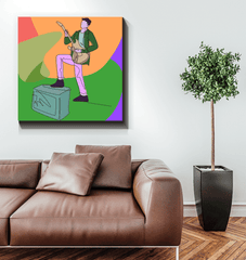 Guitar Player With A Combo Box1 Wrapped Canvas - Beyond T-shirts