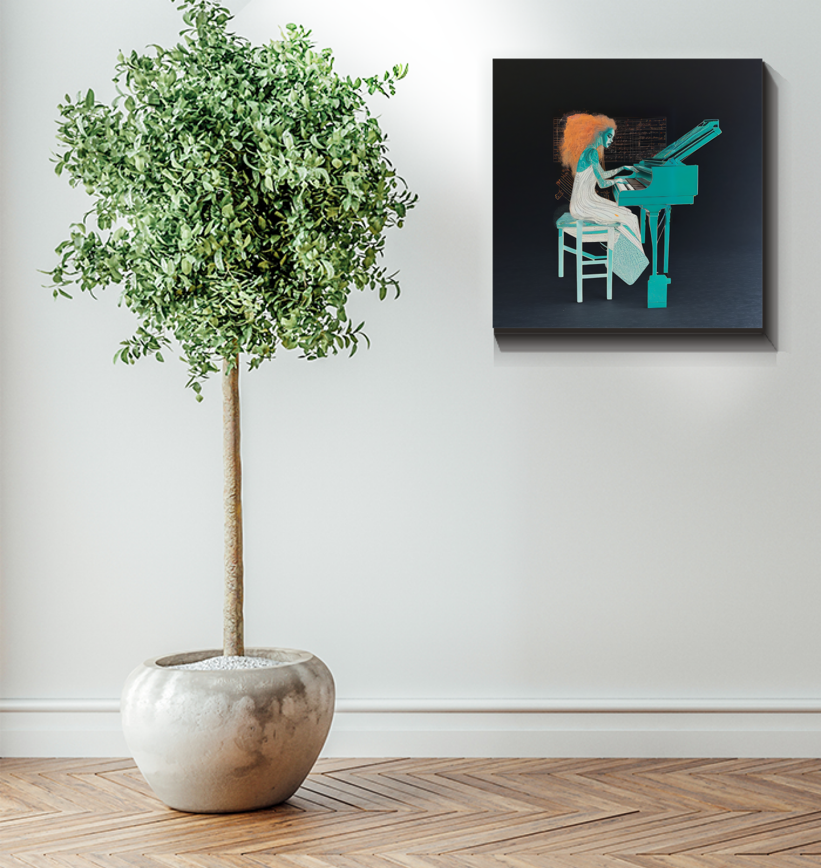 Artistic representation of a poppy field on canvas