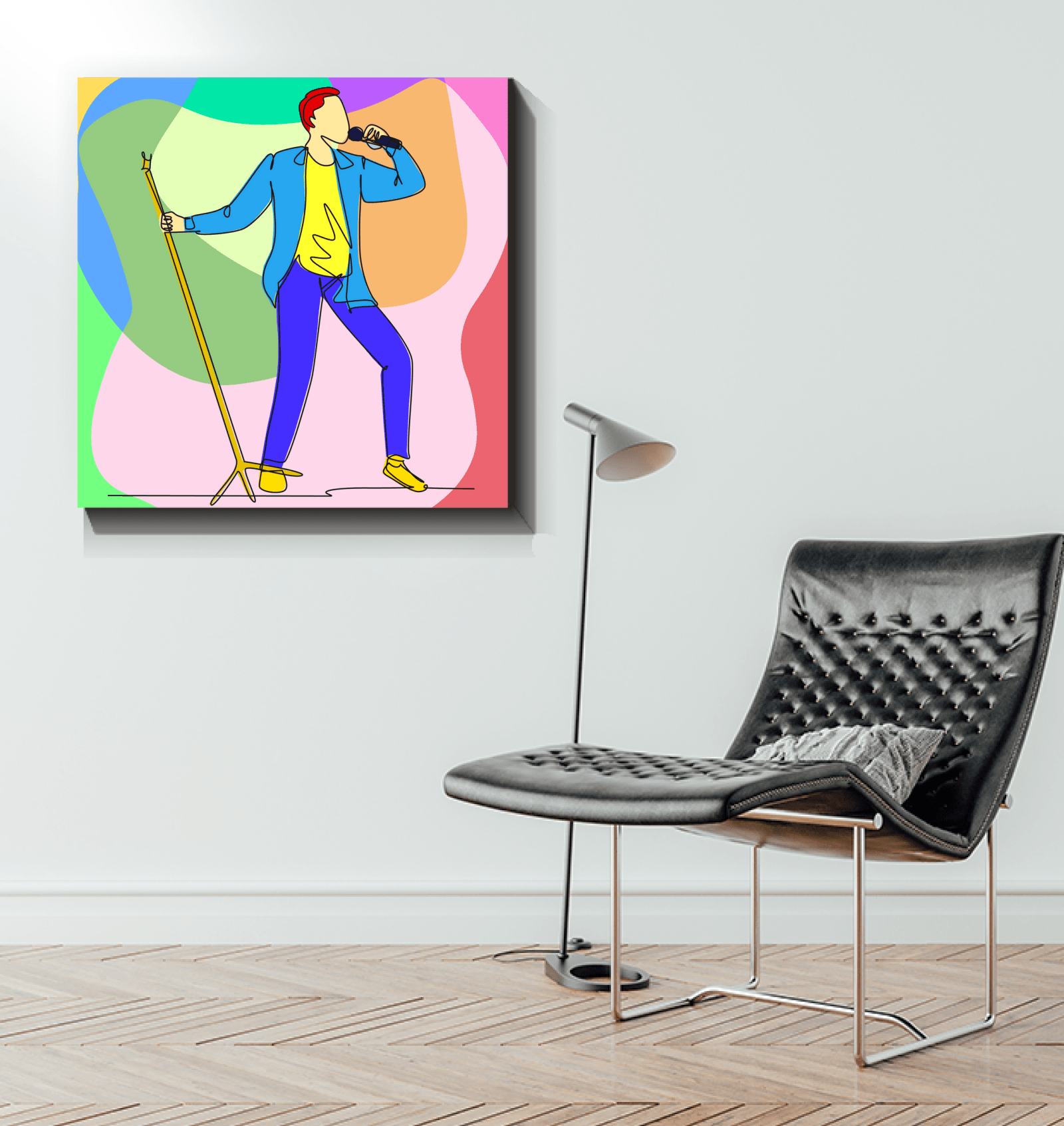 A singer With A Microphone Stand1 Wrapped Canvas - Beyond T-shirts