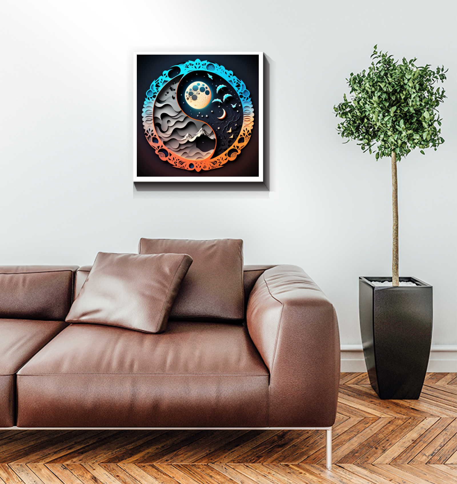 Wrapped canvas depicting serene Arctic landscape.