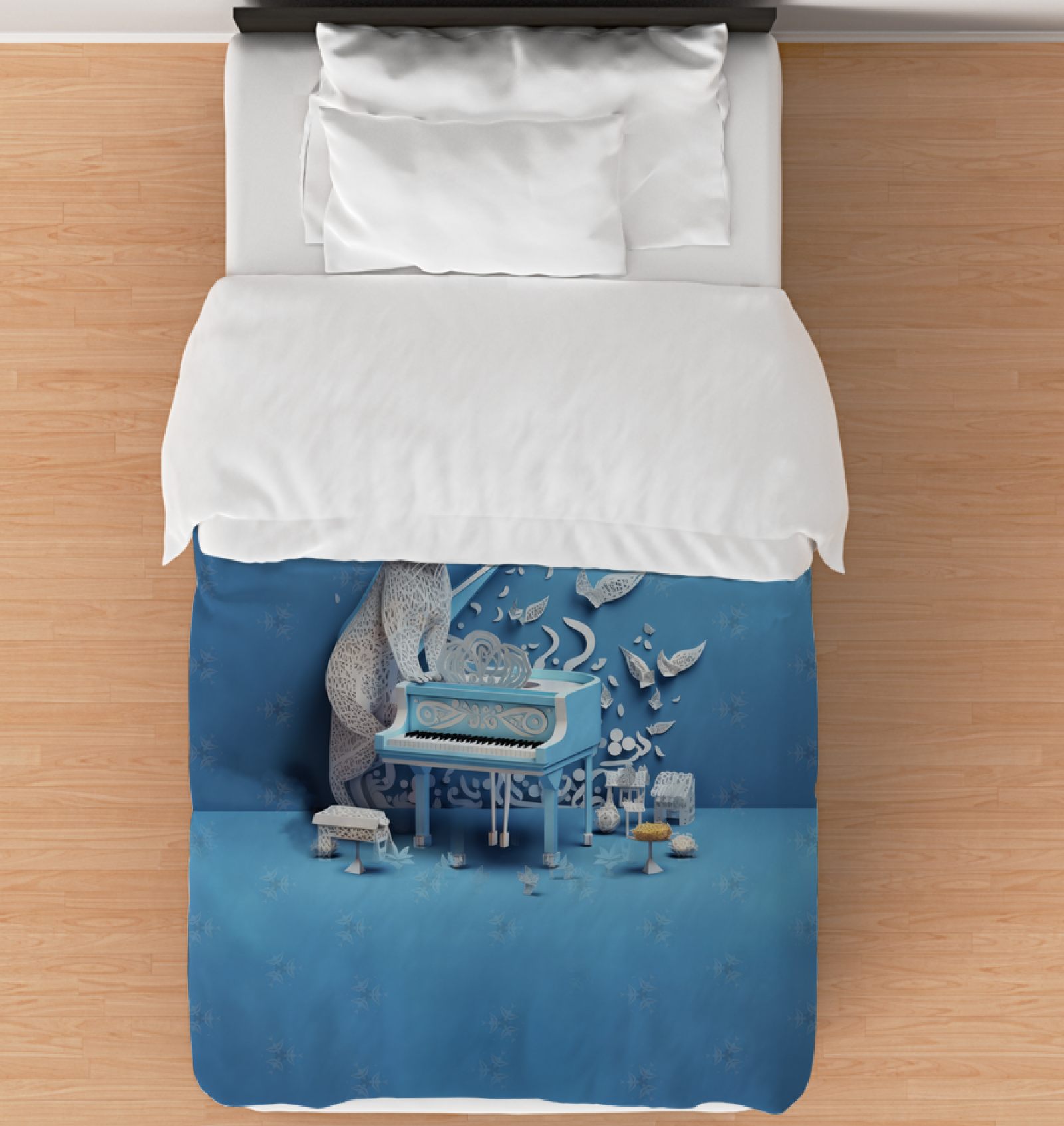 Urban Skyline Silhouette Comforter with striking cityscape design.