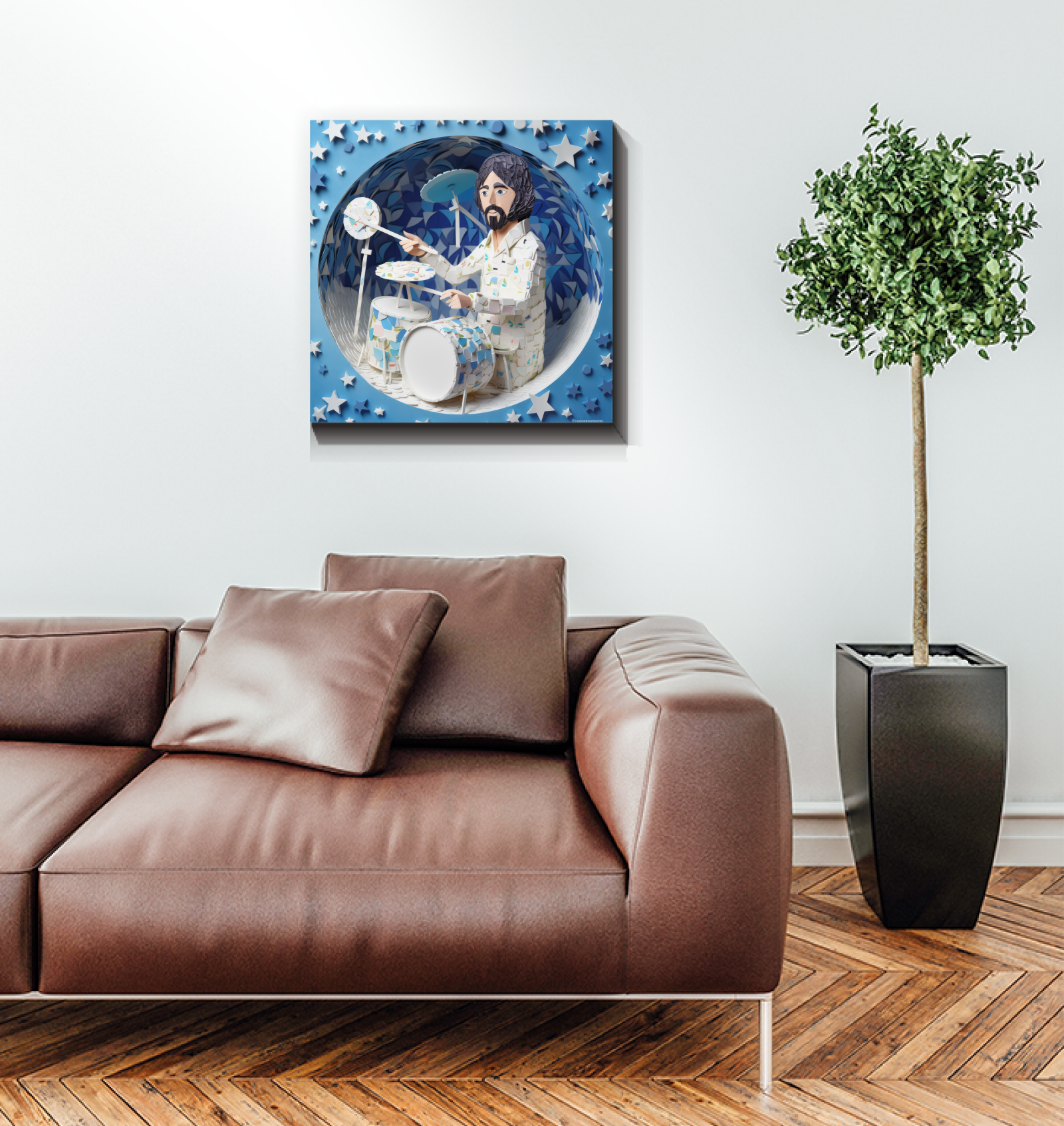Origami Oasis canvas showcasing nature-inspired design.