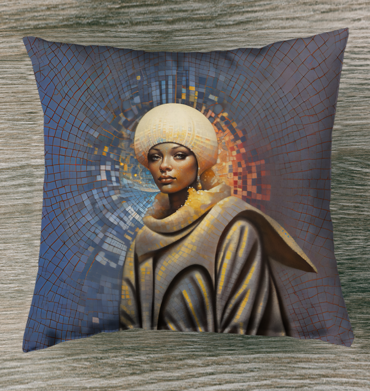 Stylish Celestial Serenity Outdoor Pillow enhancing garden decor.