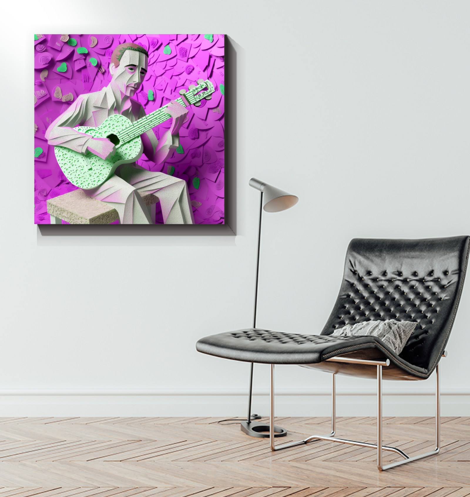 Decorative wrapped canvas with Industrial Revolution paper artwork.